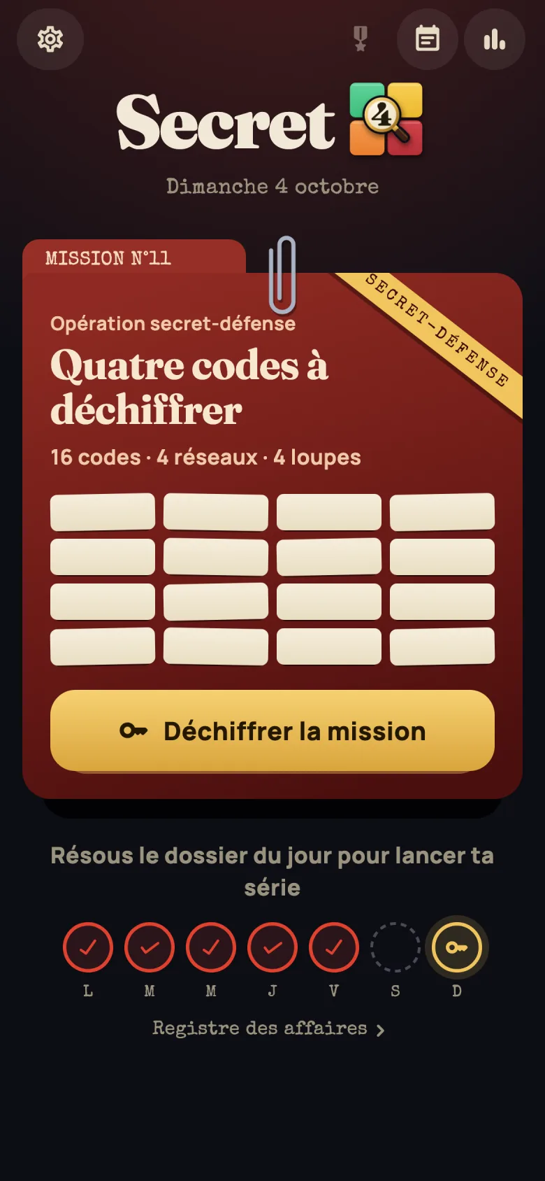 L'accueil du dimanche : mission n°11, opération secret-défense